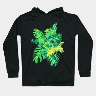 Bouquet of tropical green leaves Hoodie